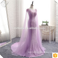 Stunning Beads Appliqued Purple Mermaid Wedding Dress Arabic Lady Long Train Bridal Gown 2017